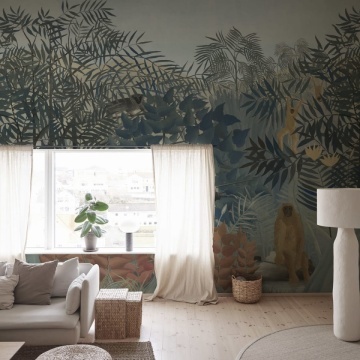 Fototapet, Tropical Forest With Monkeys, Blue, Rebel Walls - Img 3
