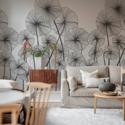 Fototapet, Waterlily Forest, Black & White, Rebel Walls
