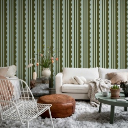Fototapet, Wavy Stripe, Moss Green, Rebel Walls - Img 3