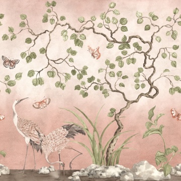 Fototapet, Where Cranes Dream, Pink, Rebel Walls - Img 2
