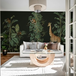 Fototapet, Wildlife Stroll, Black, Rebel Walls