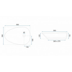 Lavoar asimetric pe blat Rea Greta 56 cm - Img 12