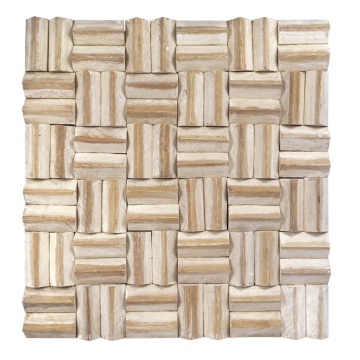 Panou decorativ 3D, Lemn de mango, Limas White Wash, 6 placi 42x42cm, 1.05 mp - Img 2