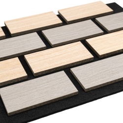 Panou riflaj acustic decorativ, MDF si pasla, AC18, 60x40x2.1cm, Stejar/Gri - Img 2