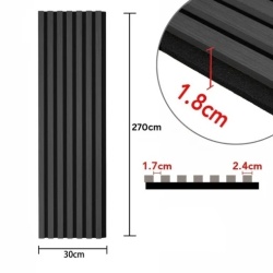Panou riflaj acustic decorativ, MDF si pasla, AC2, 270x30x1.8cm, Gri inchis - Img 2