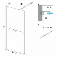 Paravan de dus tip Walk-in Rea Aero 90x195 cm profil auriu - Img 2