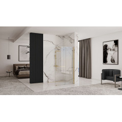 Paravan de dus tip Walk-in Rea Cortis cu parte culisanta 120x200 cm profil auriu - Img 5