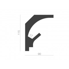 Profil pentru banda LED din polistiren extrudat acoperit cu rasina minerala KD204 - 11.5x9x115 cm - Img 2