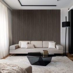 Riflaj decorativ MDF, Walnut, fonoabsorbant, 28x2.1x270 cm - Img 2