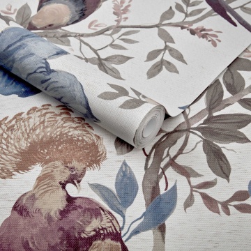 Tapet, Bird Sonnet, Chambray Blue Luxury Paperweave, (fibre naturale), 1838 Wallcoverings, 5.1mp / rola - Img 2