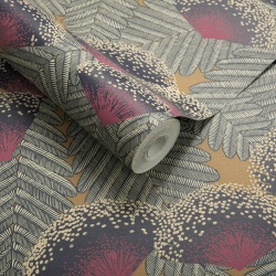 Tapet, Clarice, Jet Black Luxury Art Deco, 1838 Wallcoverings, 5.3mp / rola - Img 2