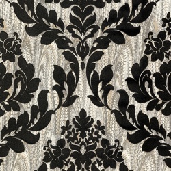 Tapet, Faversham, Charcoal Black Luxury Flock, 1838 Wallcoverings, 5.3mp / rola