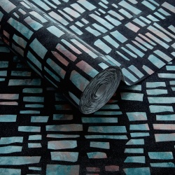Tapet, Fusion, Mineral Black Luxury Flock, 1838 Wallcoverings, 5.3mp / rola - Img 2