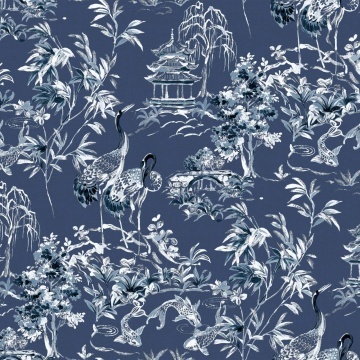Tapet Ming Pagoda, Navy, Coordonne 5mp / rola - Img 2
