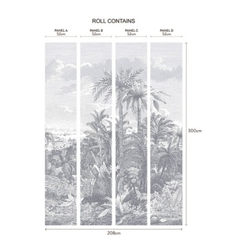 Tapet, Paradise Found, Monochrome Luxury Tropical, 1838 Wallcoverings, 6.5mp / rola - Img 2