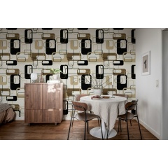Tapet Retro Squares, Beige, Rebel Walls - Img 3