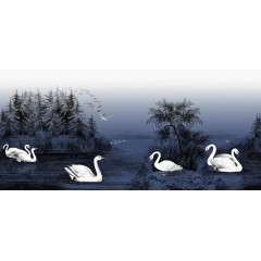 Tapet Swan Lake, Nightfall, Rebel Walls - Img 2