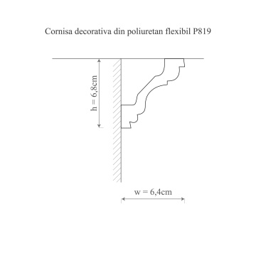 Cornisa poliuretan flexibil, Manavi, P819F - 6.8x6.4x200 cm - Img 2