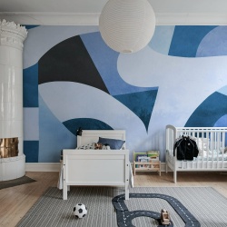 Fototapet, Abstract Curves, Blue, Rebel Walls