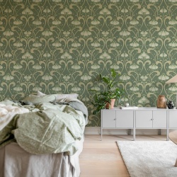 Fototapet, Art Nouveau Flower, Green, Rebel Walls
