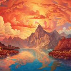 Fototapet Artistic Montagne et Ciel Fable Rêve MF100