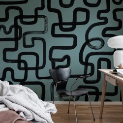 Fototapet, Artzy Lines, Petrol, Rebel Walls