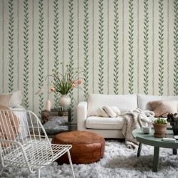 Fototapet, Bayleaf Stripe, Green, Rebel Walls