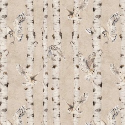 Fototapet Birch and Owls - Beige, Kikki Belle - Img 2