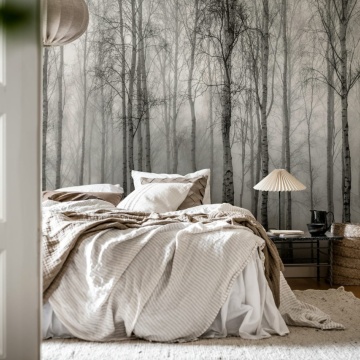 Fototapet, Birch Fog, Black & White, Rebel Walls - Img 3