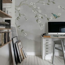 Fototapet, Bird in Tree, White, Rebel Walls - Img 3
