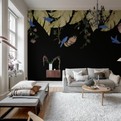 Fototapet, Birds in the Trees, Black, Rebel Walls