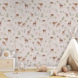 Fototapet Dancing Deer - White, Kikki Belle