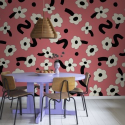 Fototapet, Dancing Flowers, Red, Rebel Walls