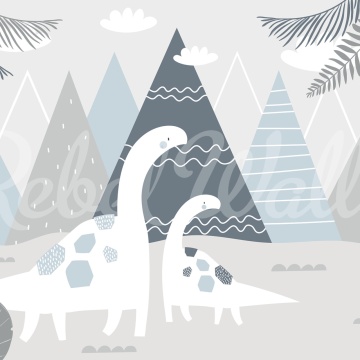 Fototapet, Dinosaur Mountain, Baby Blue, Rebel Walls - Img 2