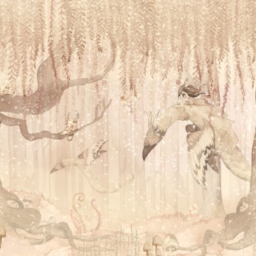 Fototapet, Dream Forest Girl, Sandy Pink, Rebel Walls - Img 2