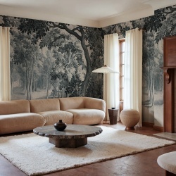 Fototapet, Forest Engraving, Blue, Rebel Walls