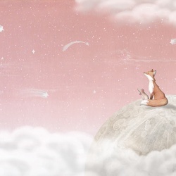 Fototapet Fox on the Moon - Pink, Oliver Robins - Img 2