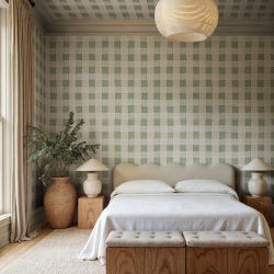 Fototapet, Gingham, Light Green, Rebel Walls