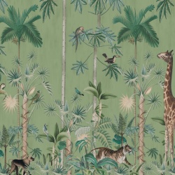 Fototapet, Giraffe's Stroll, Emerald, Rebel Walls - Img 2