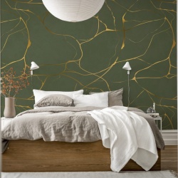 Fototapet, Gold Swirl, Dark Green, Rebel Walls