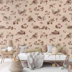 Fototapet Happy Hedgehog - Beige, Kikki Belle