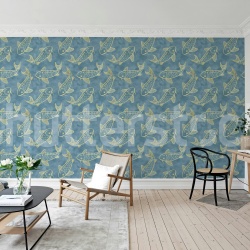 Fototapet, Koi Pond, Blue, Rebel Walls