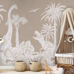 Fototapet Monochrome Dino - Brown, Kikki Belle