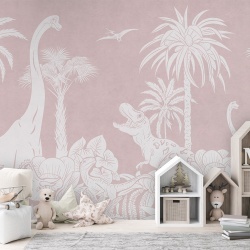 Fototapet Monochrome Dino - Pink, Kikki Belle - Img 3