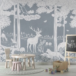 Fototapet Monochrome Forest - Blue, Kikki Belle - Img 4