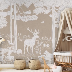 Fototapet Monochrome Forest - Brown, Kikki Belle