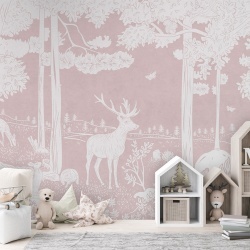 Fototapet Monochrome Forest - Pink, Kikki Belle - Img 3