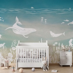 Fototapet Monochrome Sea - Aqua Blue, Kikki Belle