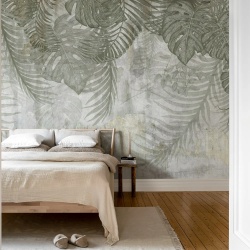 Fototapet, Monstera Wall, Gray, Rebel Walls