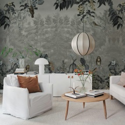 Fototapet, Owl Forest, Gray, Rebel Walls